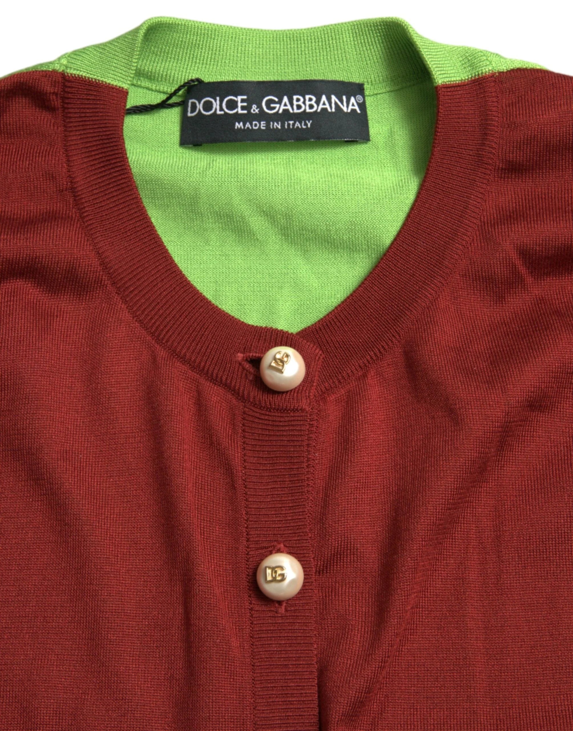 Dolce & Gabbana Multicolor Silk Crewneck Cardigan Sweater - Cardigans