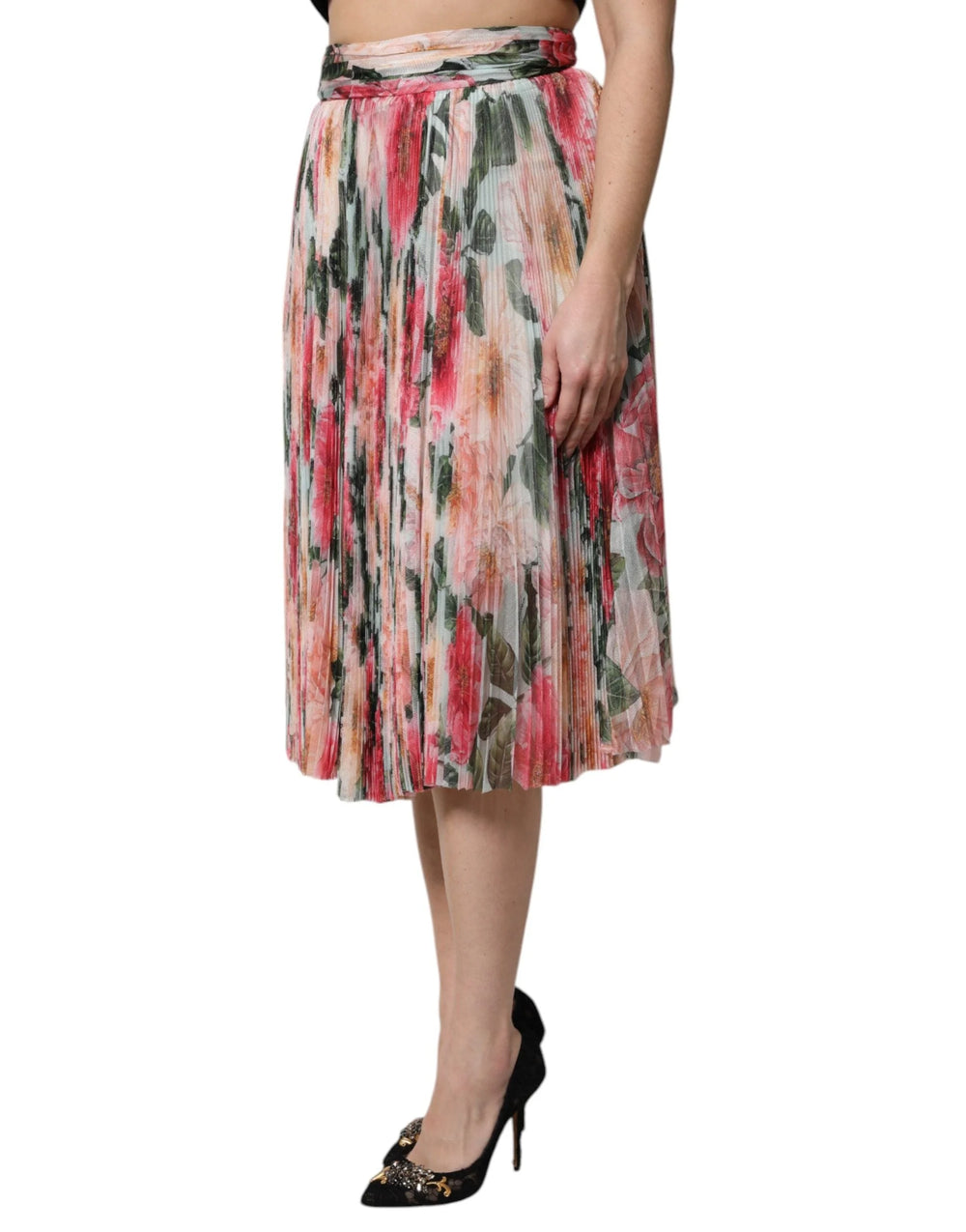 Dolce & Gabbana Multicolor Silk Floral High Waist Midi Skirt - Skirts