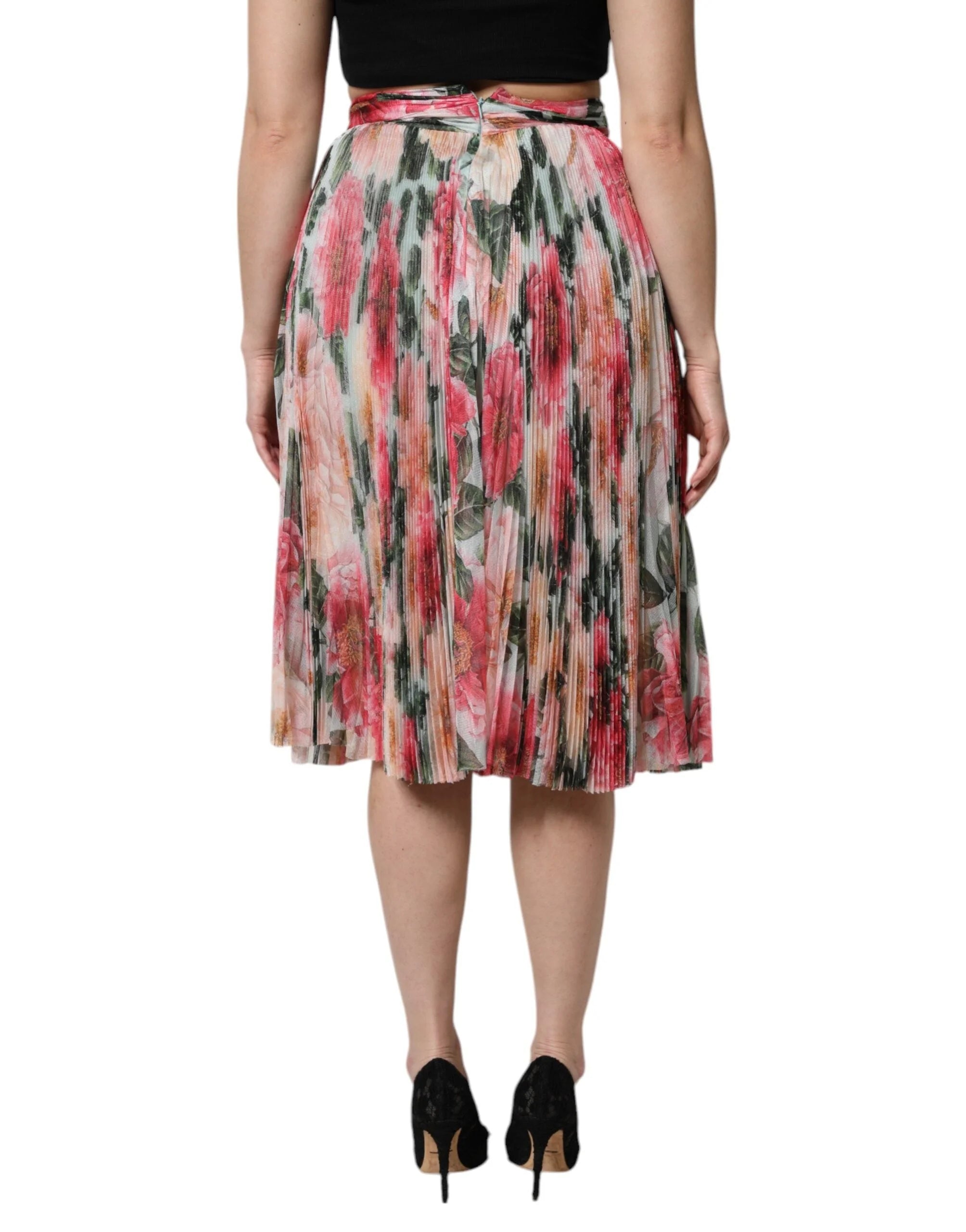 Dolce & Gabbana Multicolor Silk Floral High Waist Midi Skirt - Skirts
