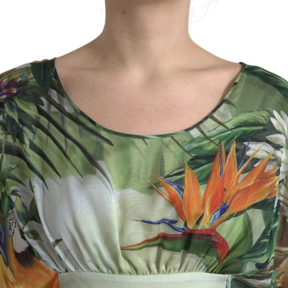 Dolce & Gabbana Multicolor Silk Jungle Print Women Maxi Dress - IT36|XXS - Dresses