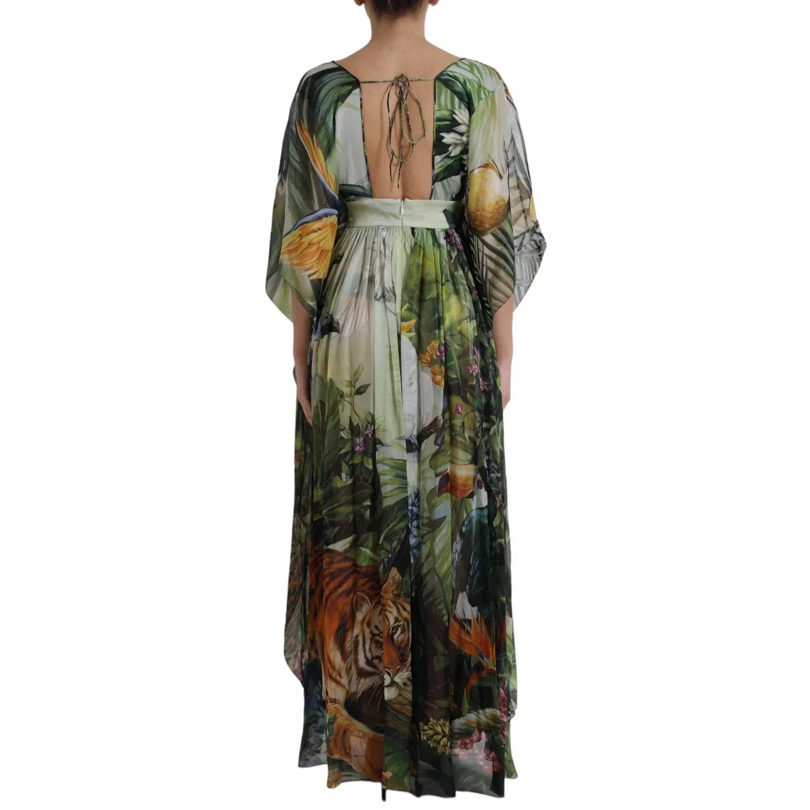 Dolce & Gabbana Multicolor Silk Jungle Print Women Maxi Dress - IT36|XXS - Dresses