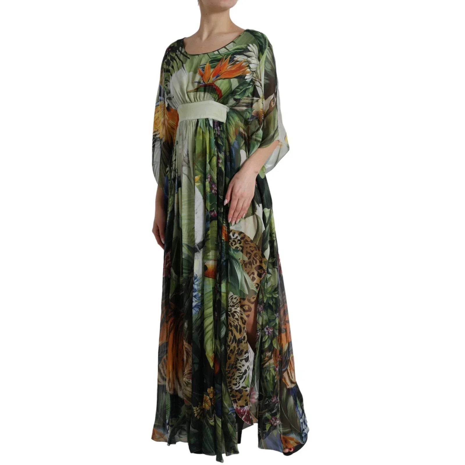 Dolce & Gabbana Multicolor Silk Jungle Print Women Maxi Dress - IT36|XXS - Dresses