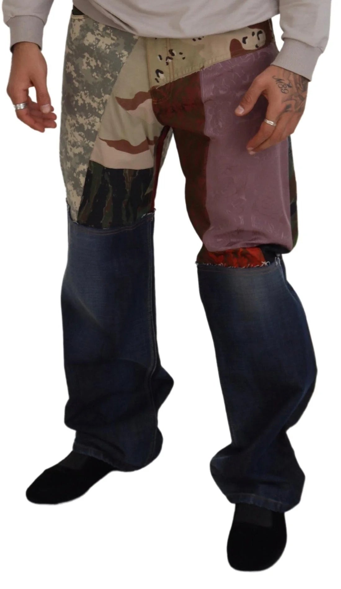 Dolce & Gabbana Multicolor Silk Patchwork Men Denim Jeans - IT48 | M - Jeans