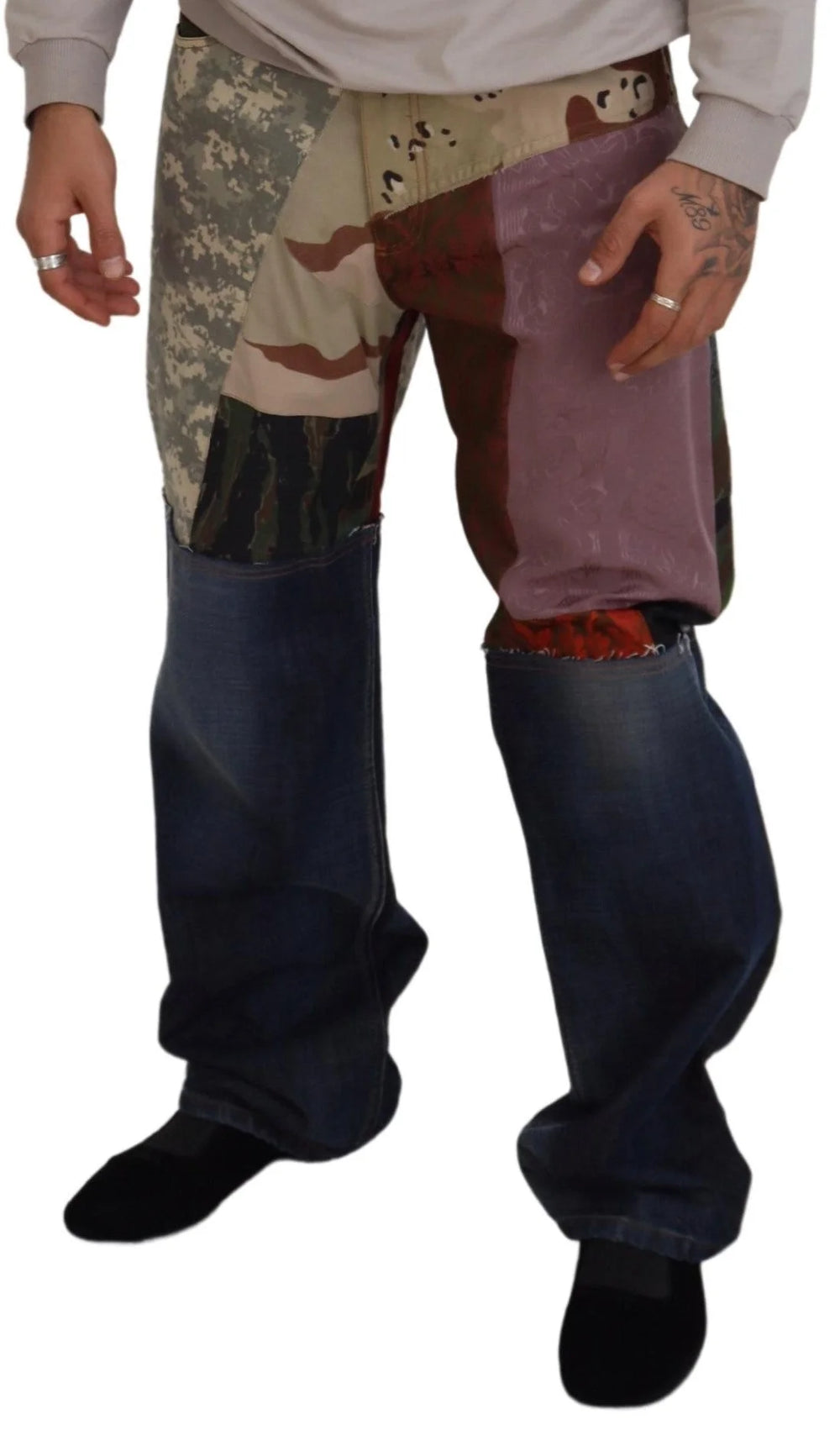 Dolce & Gabbana Multicolor Silk Patchwork Men Denim Jeans - IT48 | M - Jeans