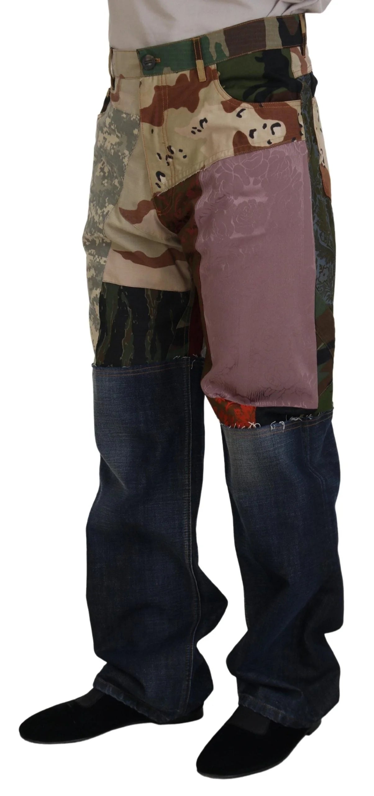 Dolce & Gabbana Multicolor Silk Patchwork Men Denim Jeans - IT48 | M - Jeans