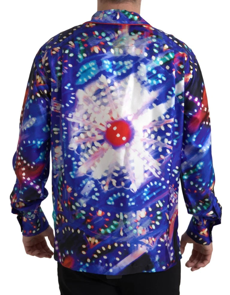 Dolce & Gabbana Multicolor Silk Psychedelic Print Men Pajama Shirt - IT40 | M - Pajamas