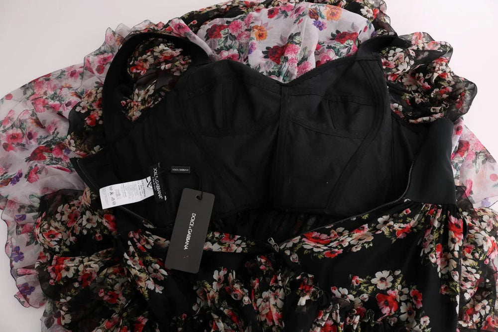 Dolce & Gabbana Multicolor Silk Stretch Floral Shift Long Dress - IT36 | XS - Dresses