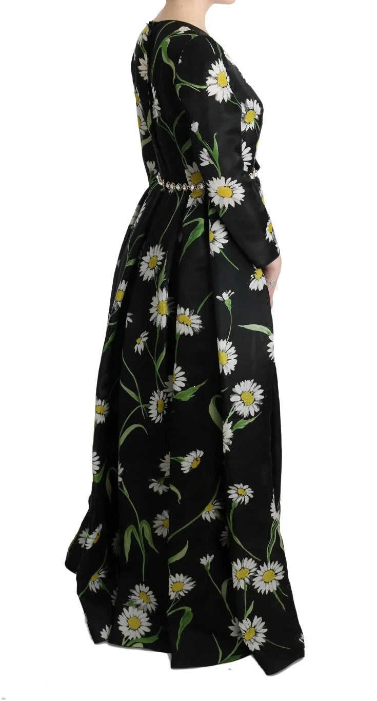 Dolce & Gabbana Multicolor Silk Sunflower Print Long Maxi Dress - IT38|XS - Dresses