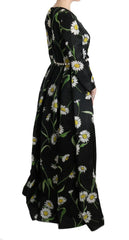 Dolce & Gabbana Multicolor Silk Sunflower Print Long Maxi Dress - IT38|XS - Dresses