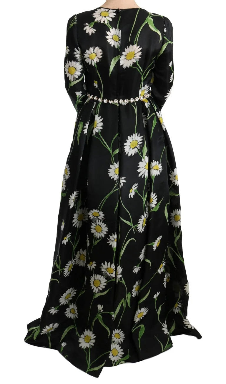 Dolce & Gabbana Multicolor Silk Sunflower Print Long Maxi Dress - IT38|XS - Dresses