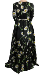 Dolce & Gabbana Multicolor Silk Sunflower Print Long Maxi Dress - IT38|XS - Dresses