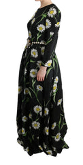 Dolce & Gabbana Multicolor Silk Sunflower Print Long Maxi Dress - IT38|XS - Dresses