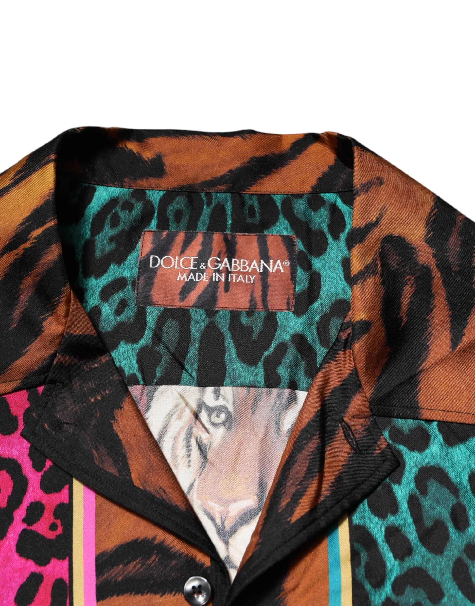 Dolce & Gabbana Multicolor Silk Tiger Print Hawaiian T-shirt - T-Shirts