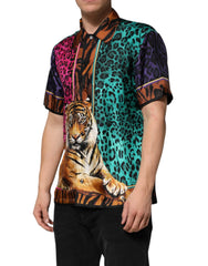 Dolce & Gabbana Multicolor Silk Tiger Print Hawaiian T-shirt - T-Shirts