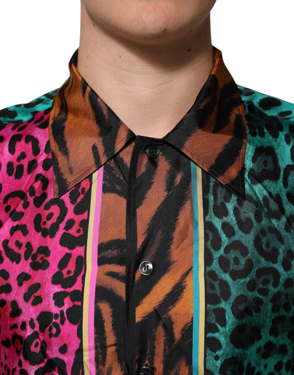Dolce & Gabbana Multicolor Silk Tiger Print Hawaiian T-shirt - T-Shirts