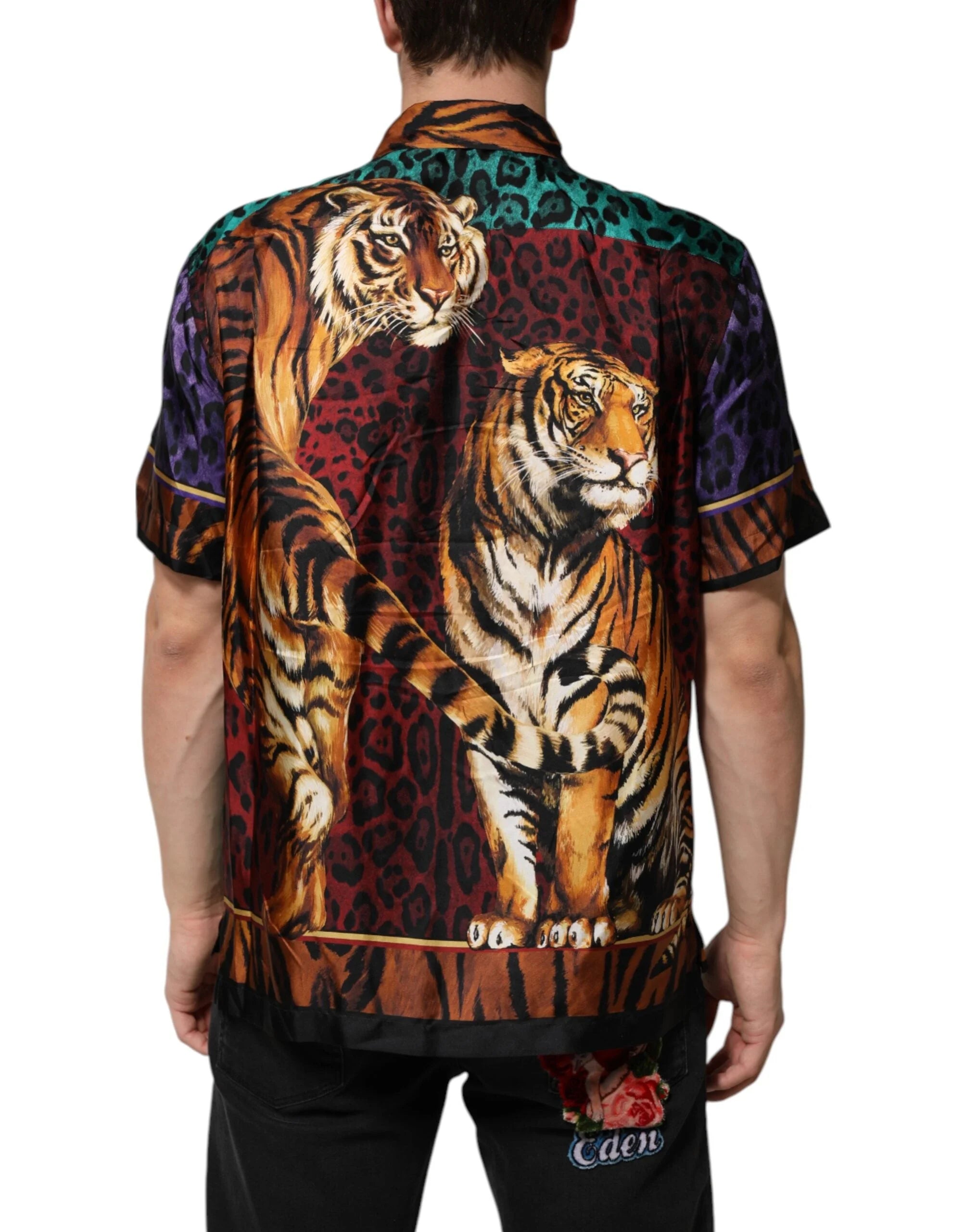 Dolce & Gabbana Multicolor Silk Tiger Print Hawaiian T-shirt - T-Shirts