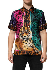 Dolce & Gabbana Multicolor Silk Tiger Print Hawaiian T-shirt - T-Shirts