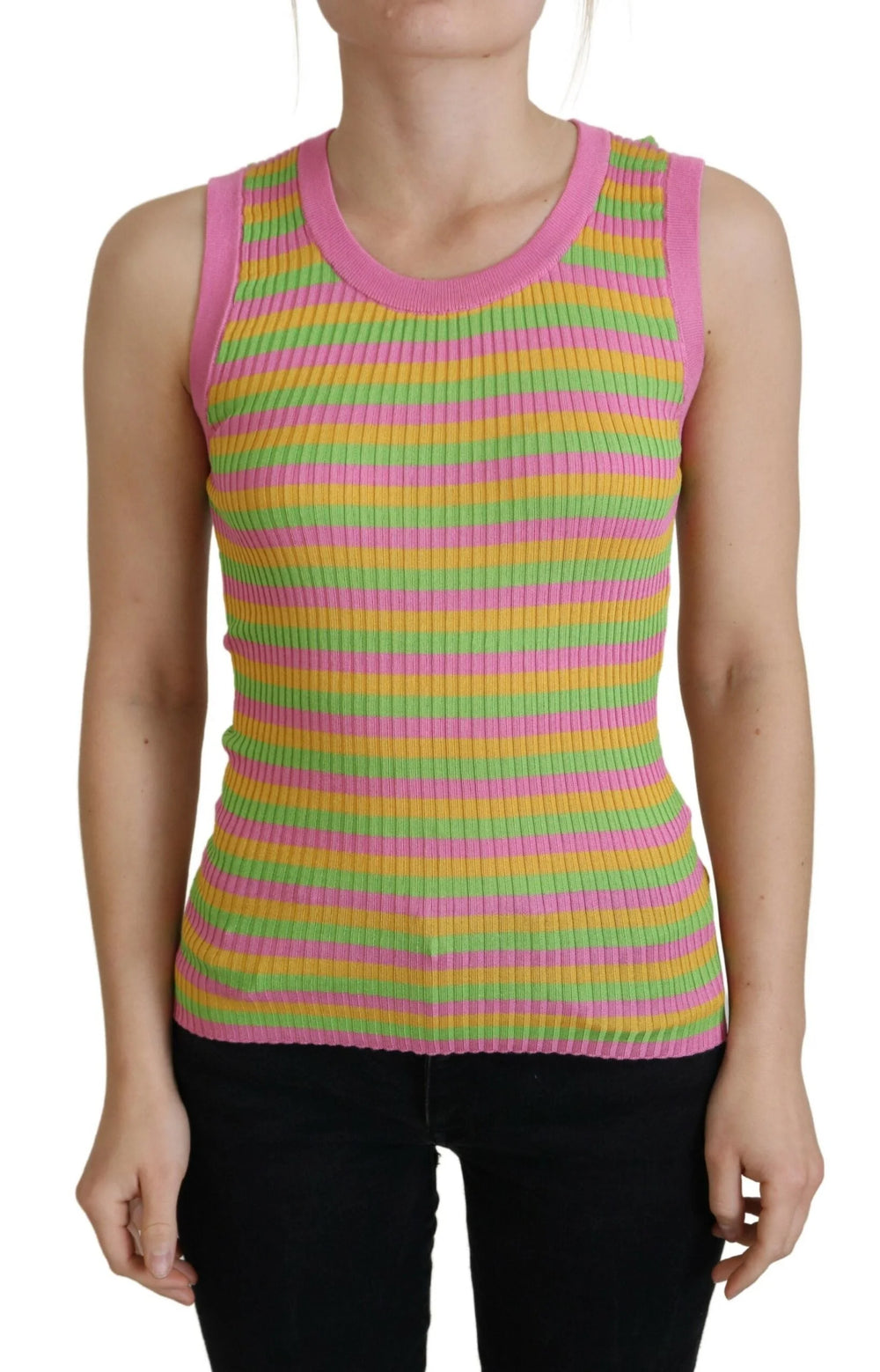 Dolce & Gabbana Multicolor Silk Vest Pullover Tank Top - Tank Tops