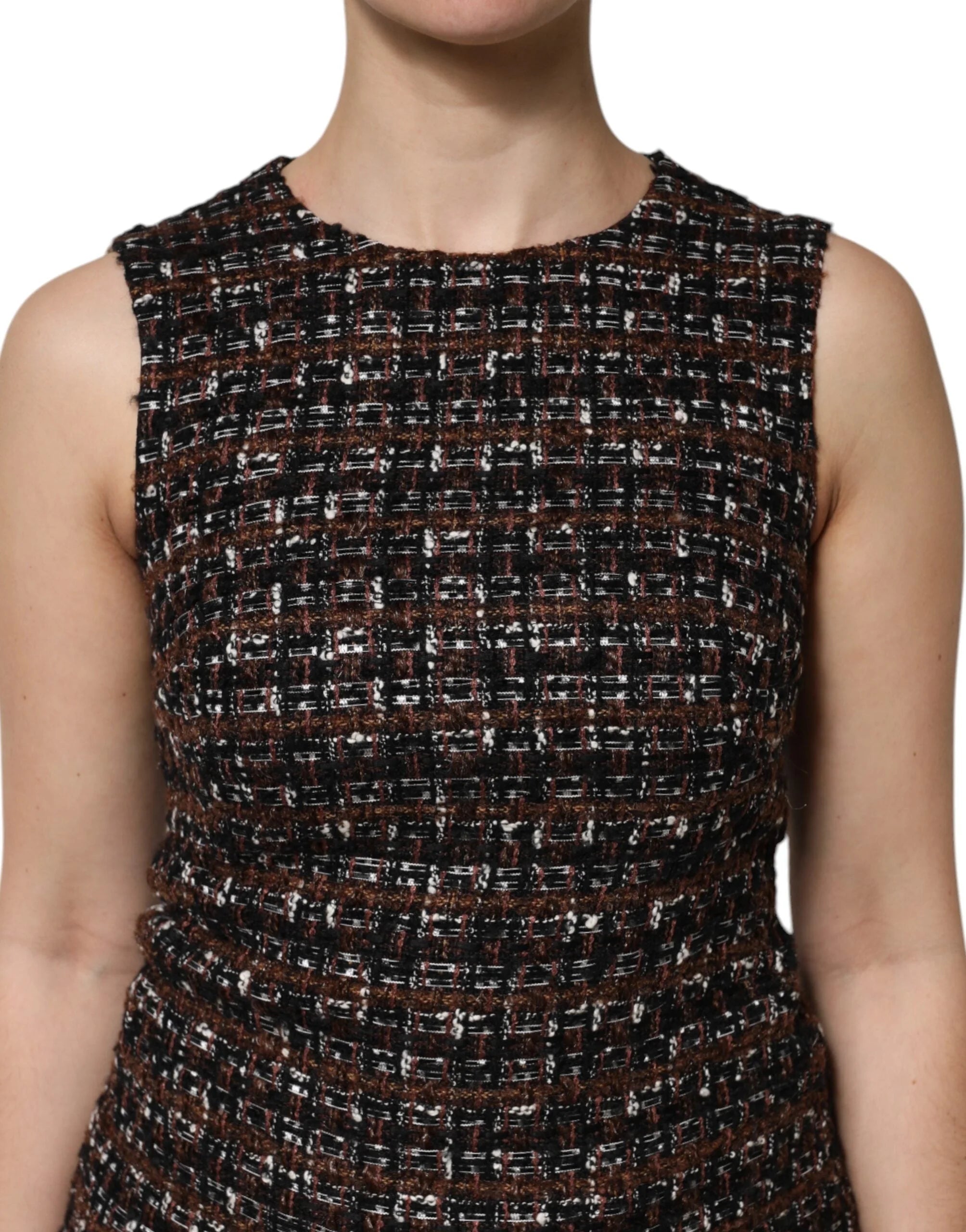 Dolce & Gabbana Multicolor Sleeveless Mini Tweed A-line Dress - IT38 | XS - Dresses