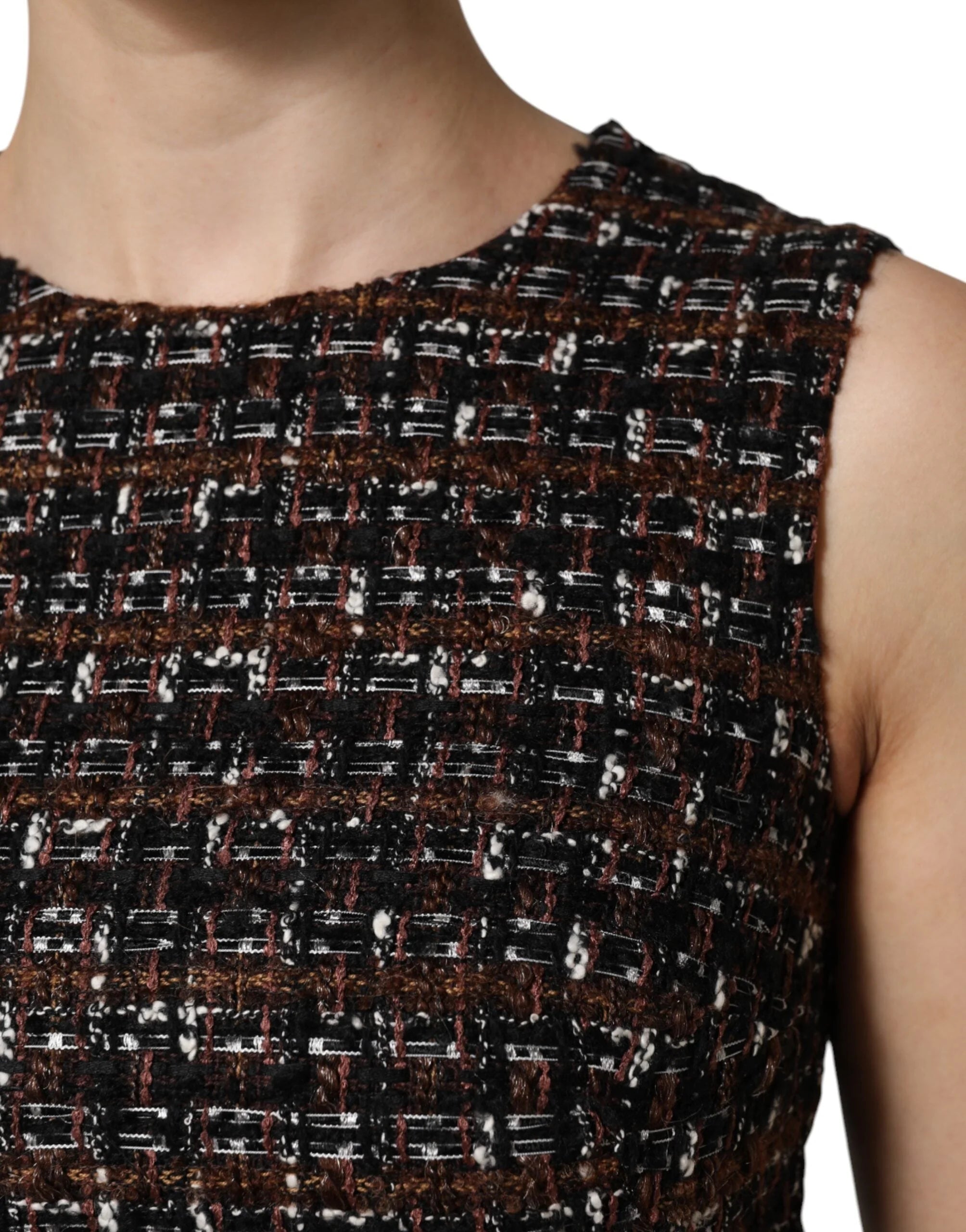 Dolce & Gabbana Multicolor Sleeveless Mini Tweed A-line Dress - IT38 | XS - Dresses