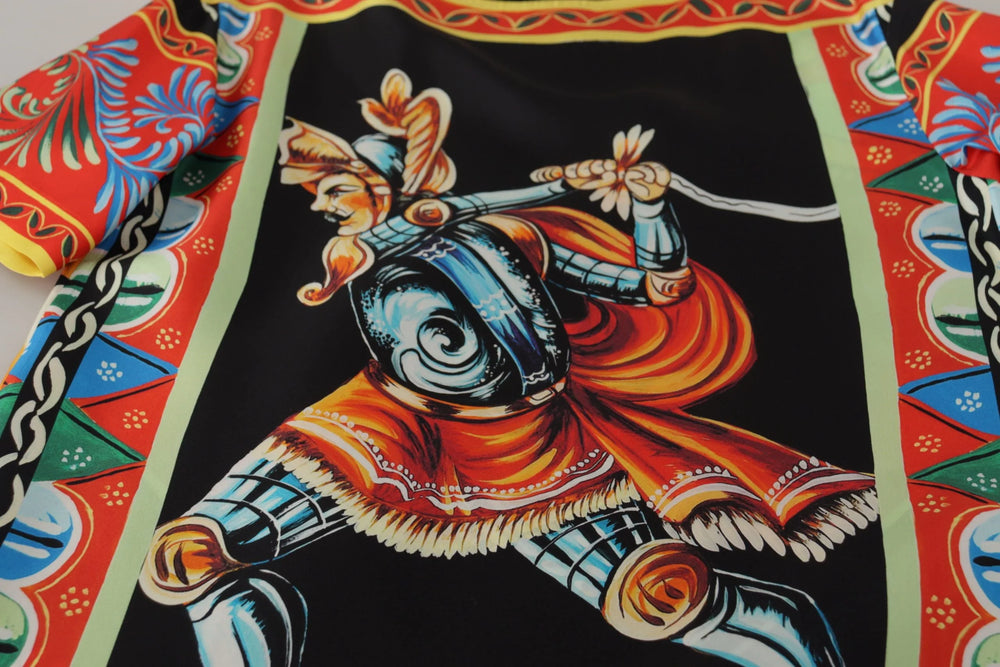 Dolce & Gabbana Multicolor Soldier Carretto Silk Top T-shirt - IT36 | XS - T-Shirts