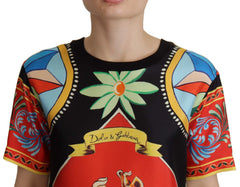 Dolce & Gabbana Multicolor Soldier Carretto Silk Top T-shirt - IT36 | XS - T-Shirts