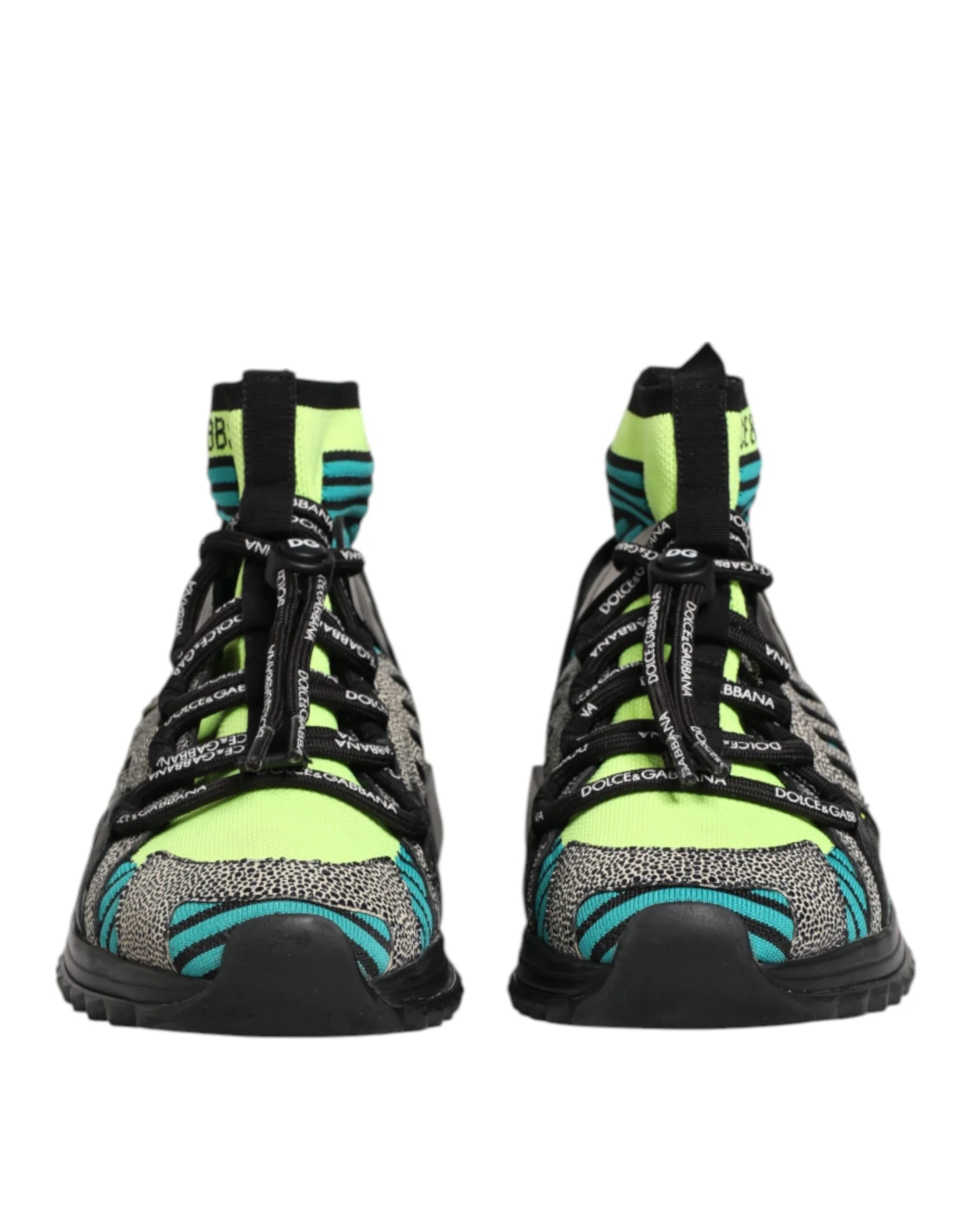 Dolce & Gabbana Multicolor Sorrento high-top soksneakers med et dristigt geometrisk mønster og logo-branding.