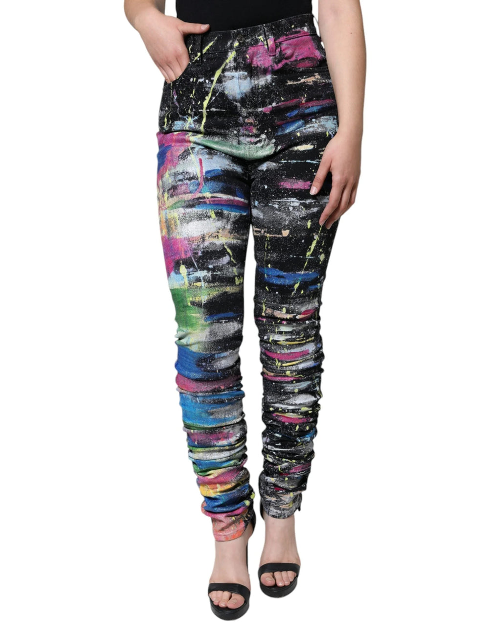 Dolce & Gabbana Multicolor Splatter Paint Cotton Skinny Denim Jeans - IT44 | L - Jeans
