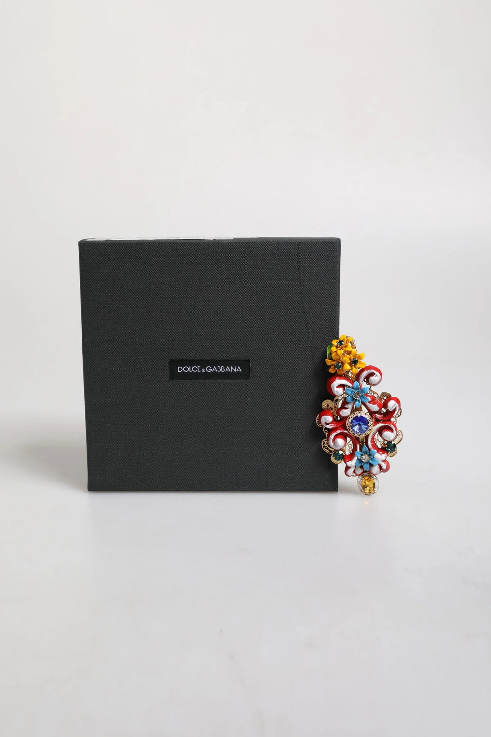 Dolce & Gabbana Multicolor Spring CARRETTO Gold Brass Crystal Hair Clip - Hair Pins Claws & Clips