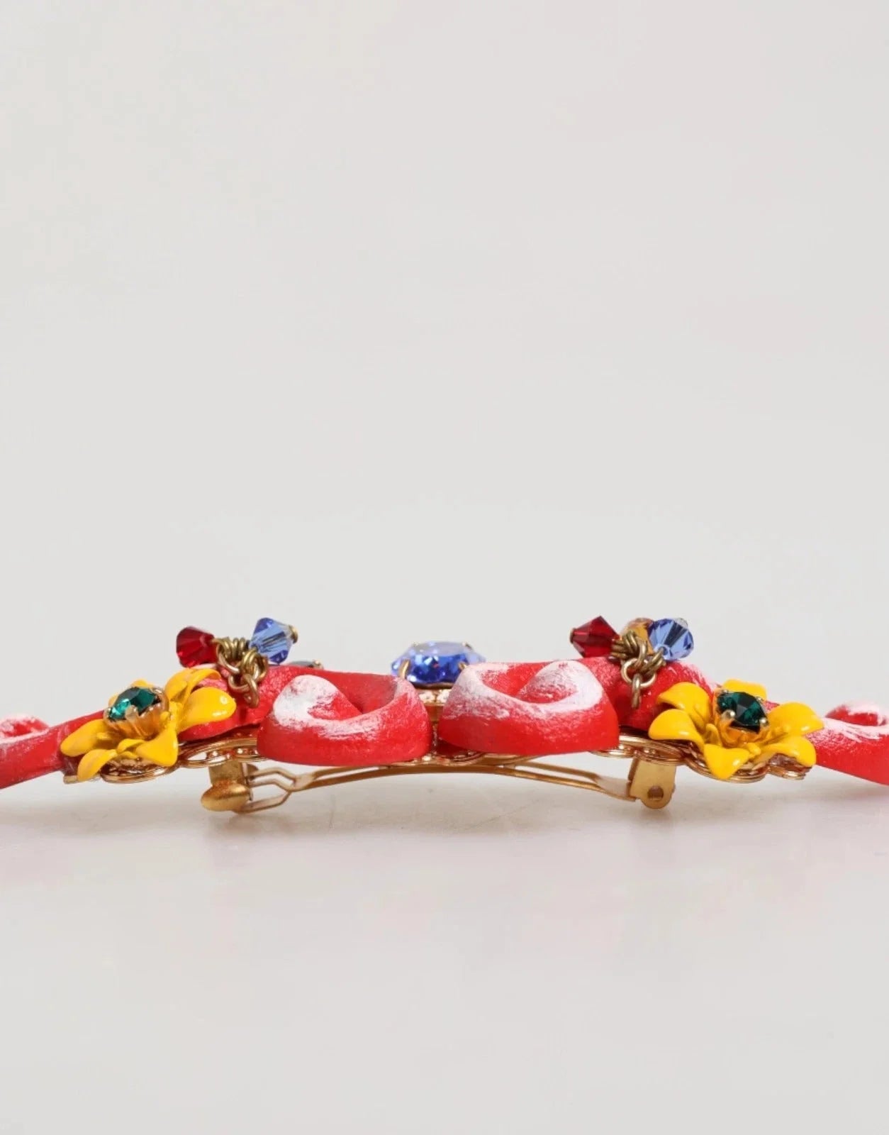 Dolce & Gabbana Multicolor Spring CARRETTO Gold Brass Crystal Hair Clip - Hair Pins Claws & Clips