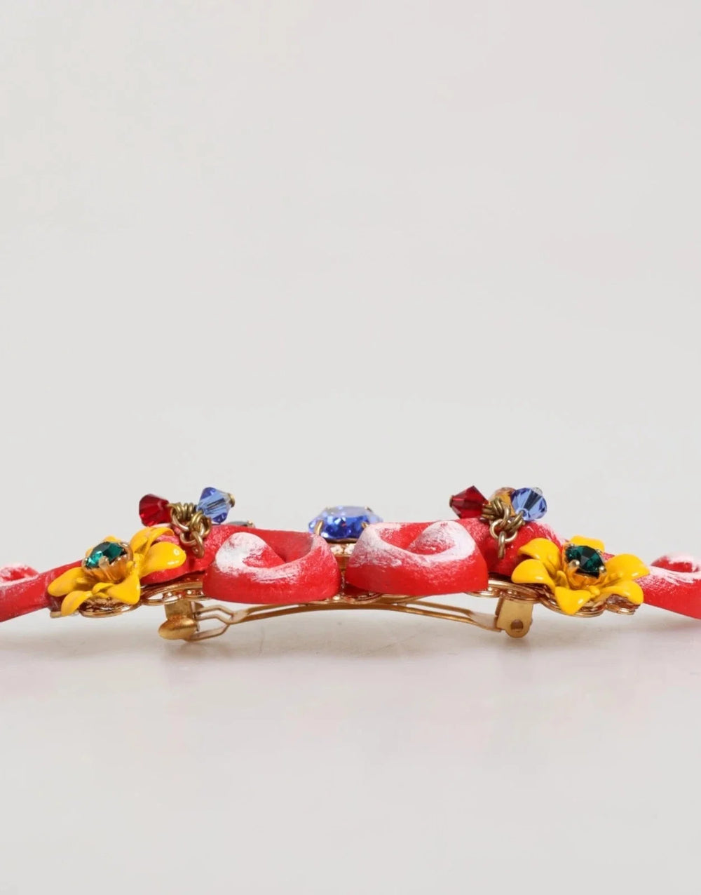 Dolce & Gabbana Multicolor Spring CARRETTO Gold Brass Crystal Hair Clip - Hair Pins Claws & Clips