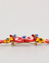 Dolce & Gabbana Multicolor Spring CARRETTO Gold Brass Crystal Hair Clip - Hair Pins Claws & Clips
