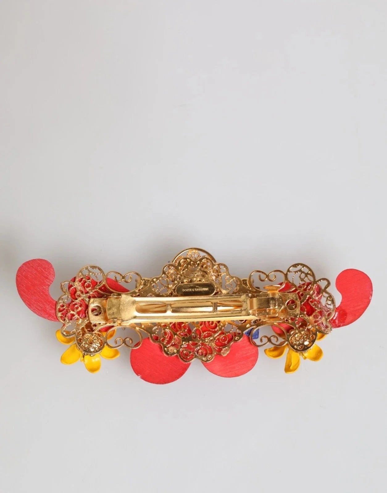 Dolce & Gabbana Multicolor Spring CARRETTO Gold Brass Crystal Hair Clip - Hair Pins Claws & Clips