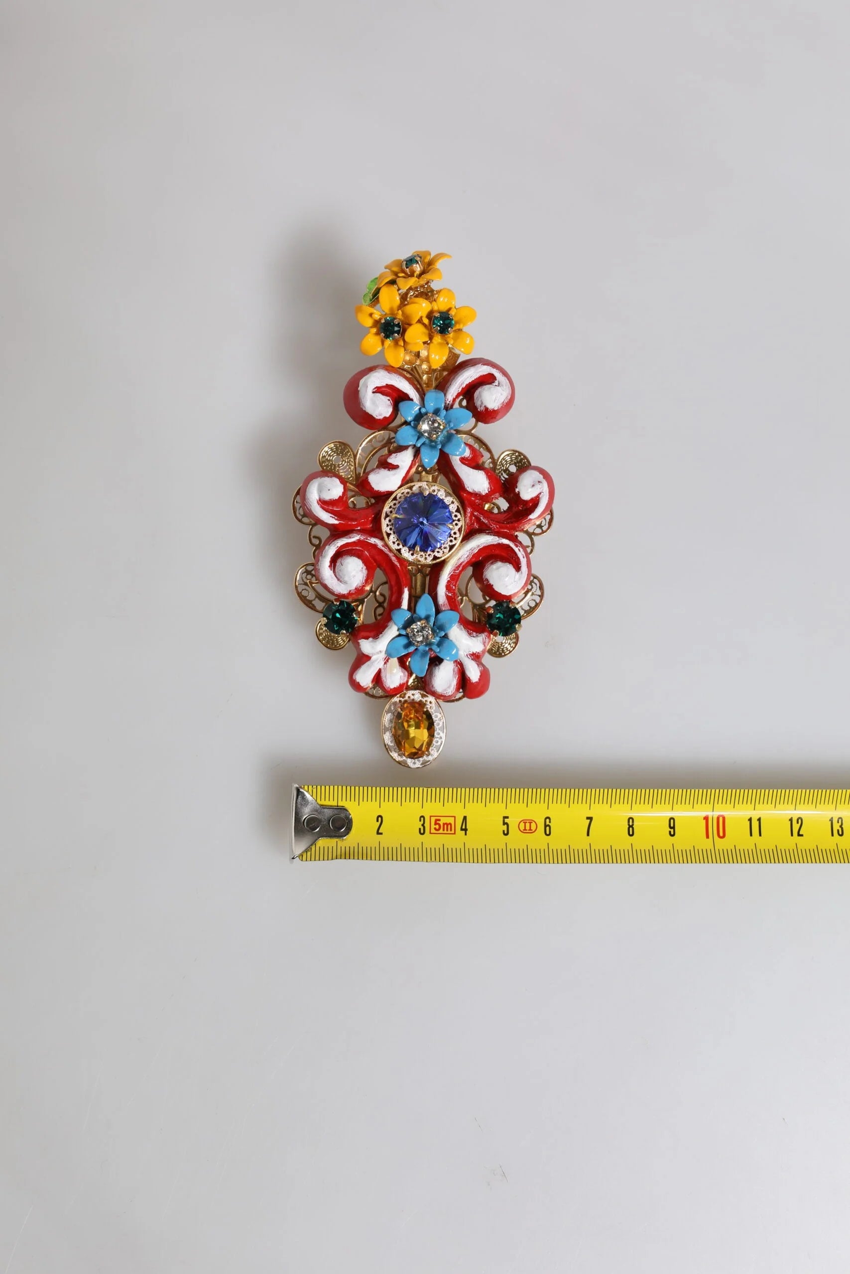 Dolce & Gabbana Multicolor Spring CARRETTO Gold Brass Crystal Hair Clip - Hair Pins Claws & Clips