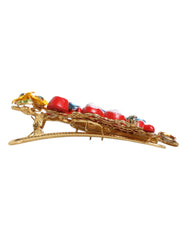 Dolce & Gabbana Multicolor Spring CARRETTO Gold Brass Crystal Hair Clip - Hair Pins Claws & Clips