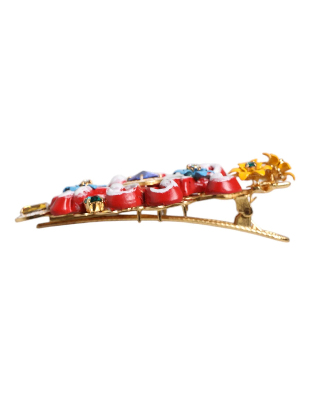 Dolce & Gabbana Multicolor Spring CARRETTO Gold Brass Crystal Hair Clip - Hair Pins Claws & Clips