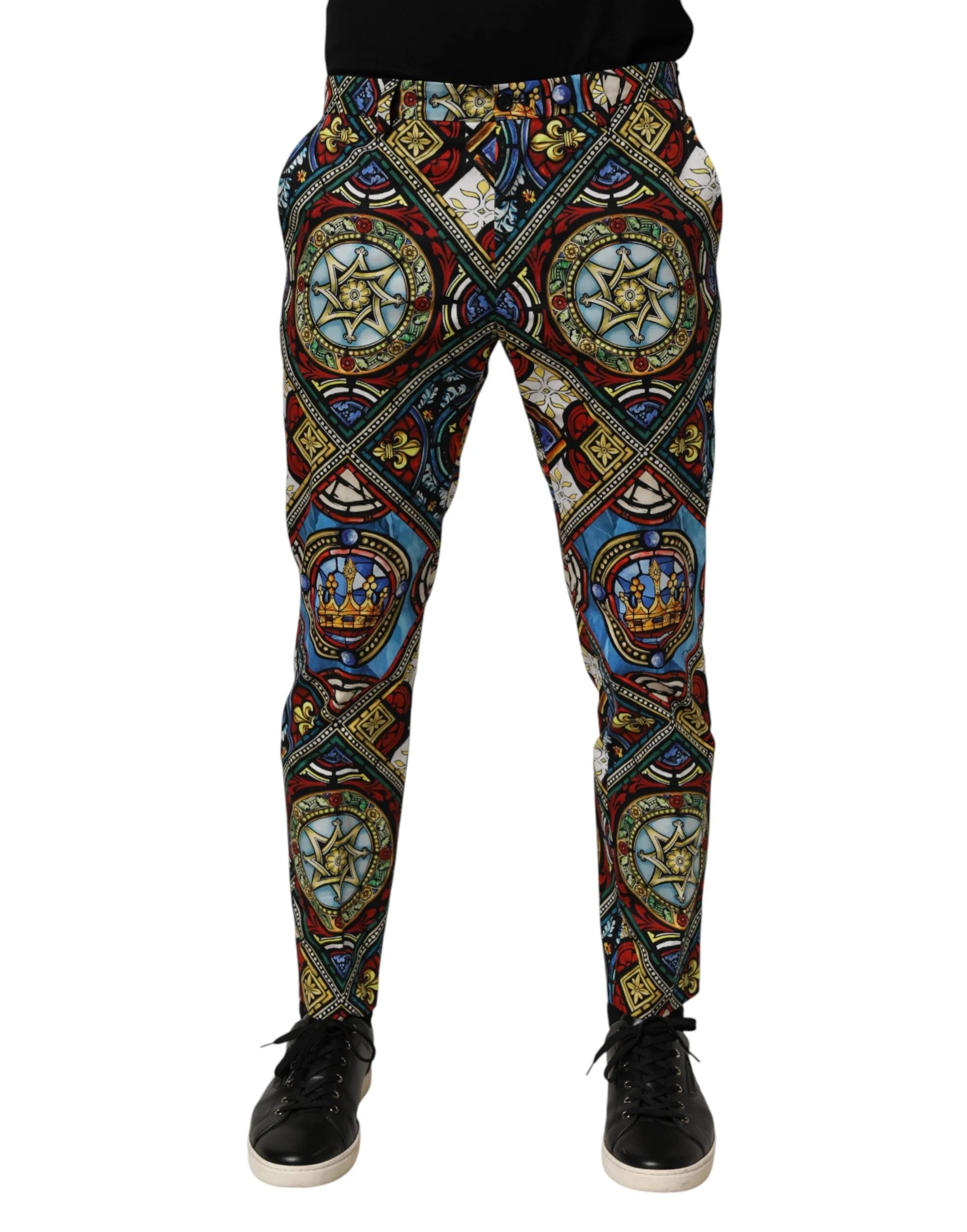 Dolce & Gabbana Multicolor Stained Glass Window Style Print Men Pants - Chinos