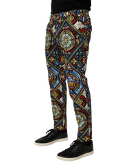 Dolce & Gabbana Multicolor Stained Glass Window Style Print Men Pants - Chinos