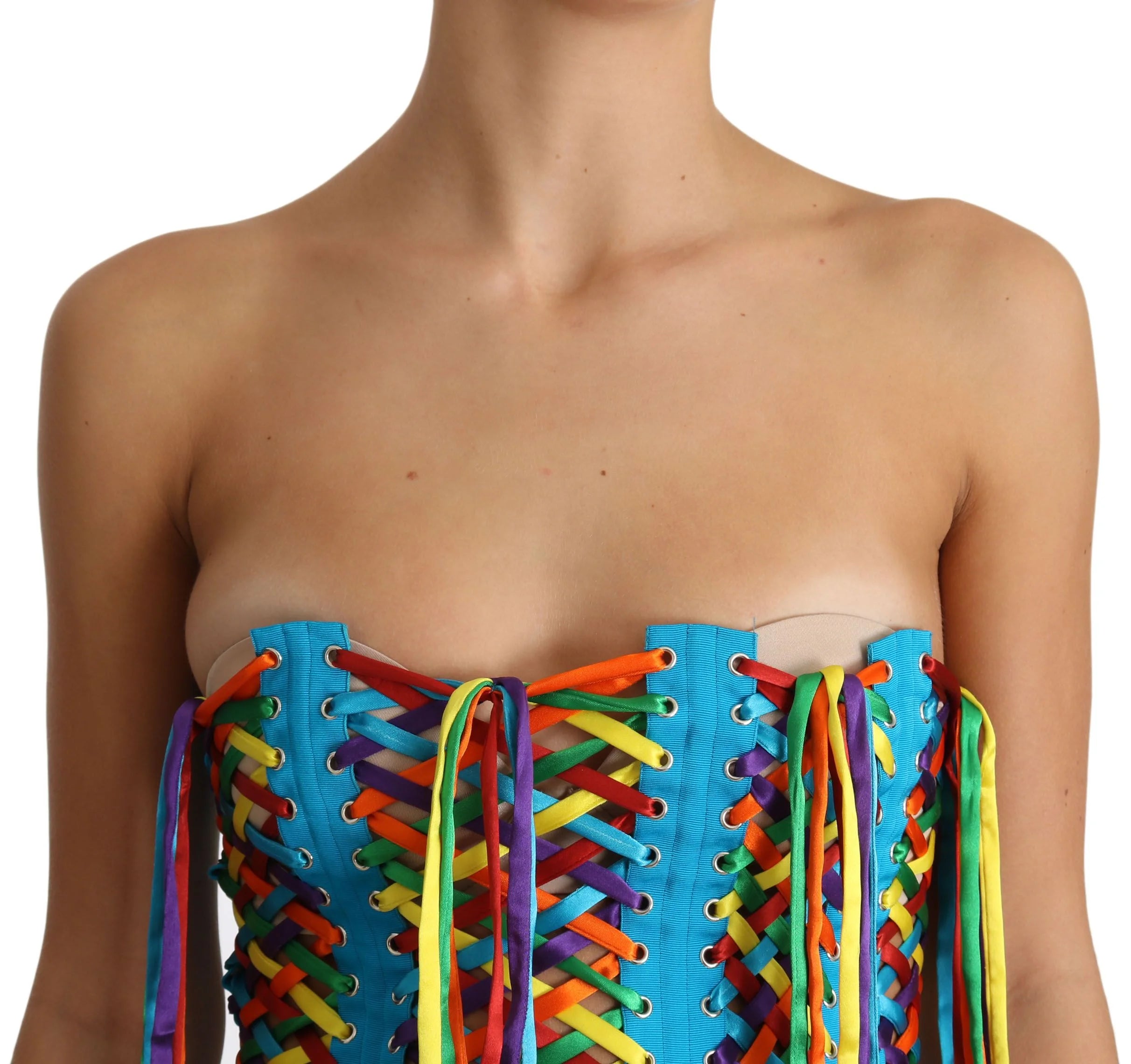 Dolce & Gabbana Multicolor Strings Bustier Polyester Corset Top - Blouses