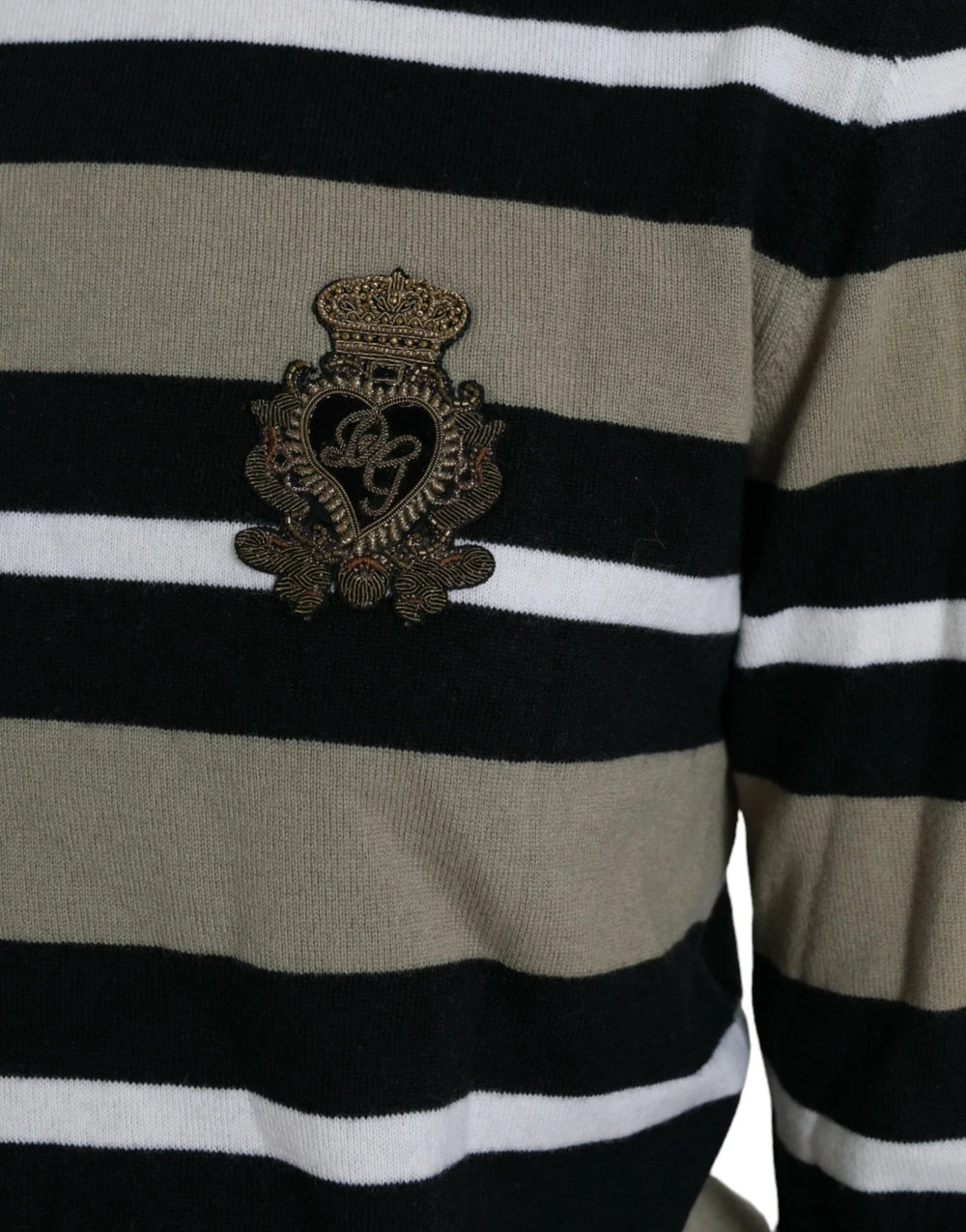 Dolce & Gabbana Multicolor Stripe Wool Logo Pullover Sweater - IT42|M - Sweaters