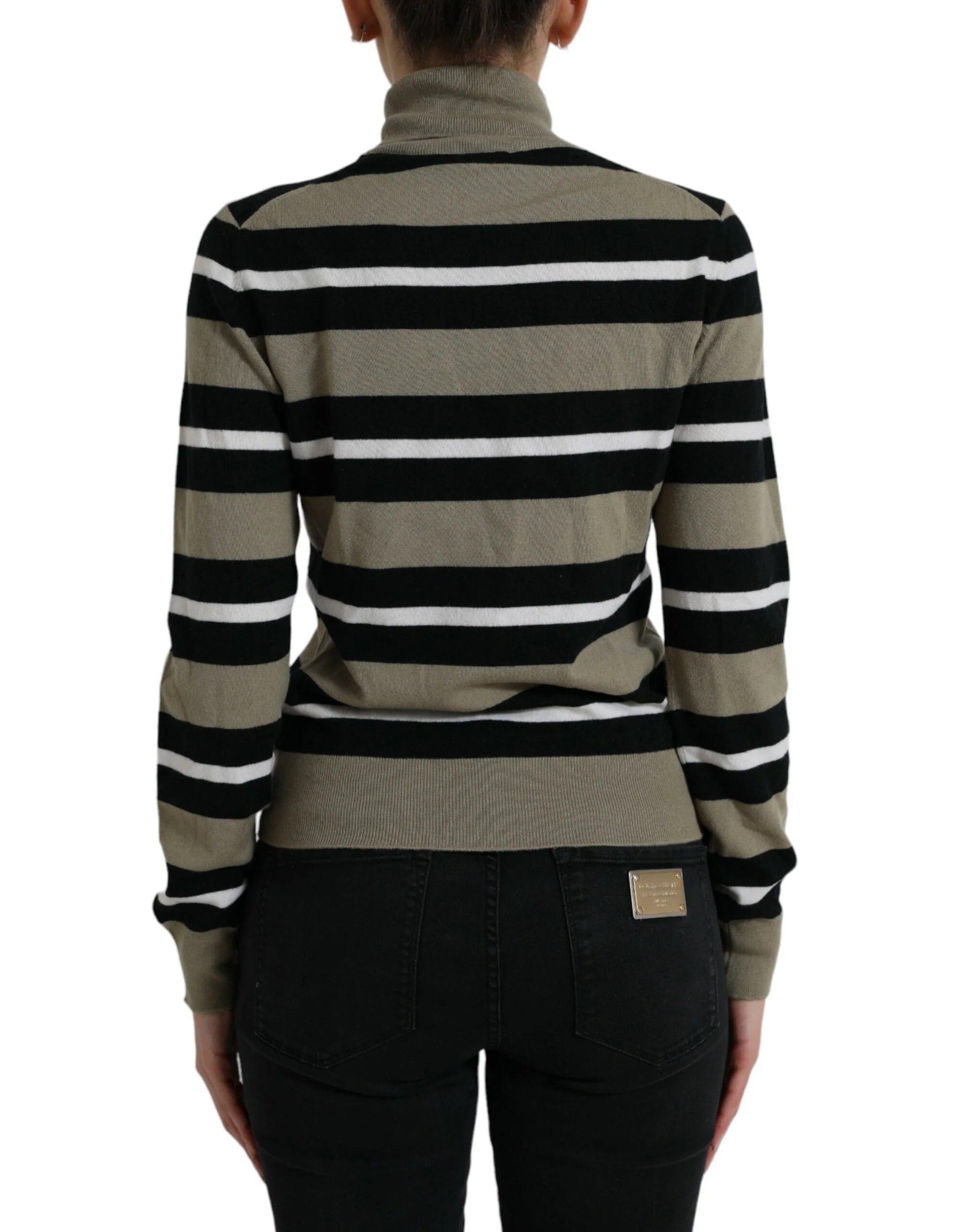 Dolce & Gabbana Multicolor Stripe Wool Logo Pullover Sweater - IT42|M - Sweaters