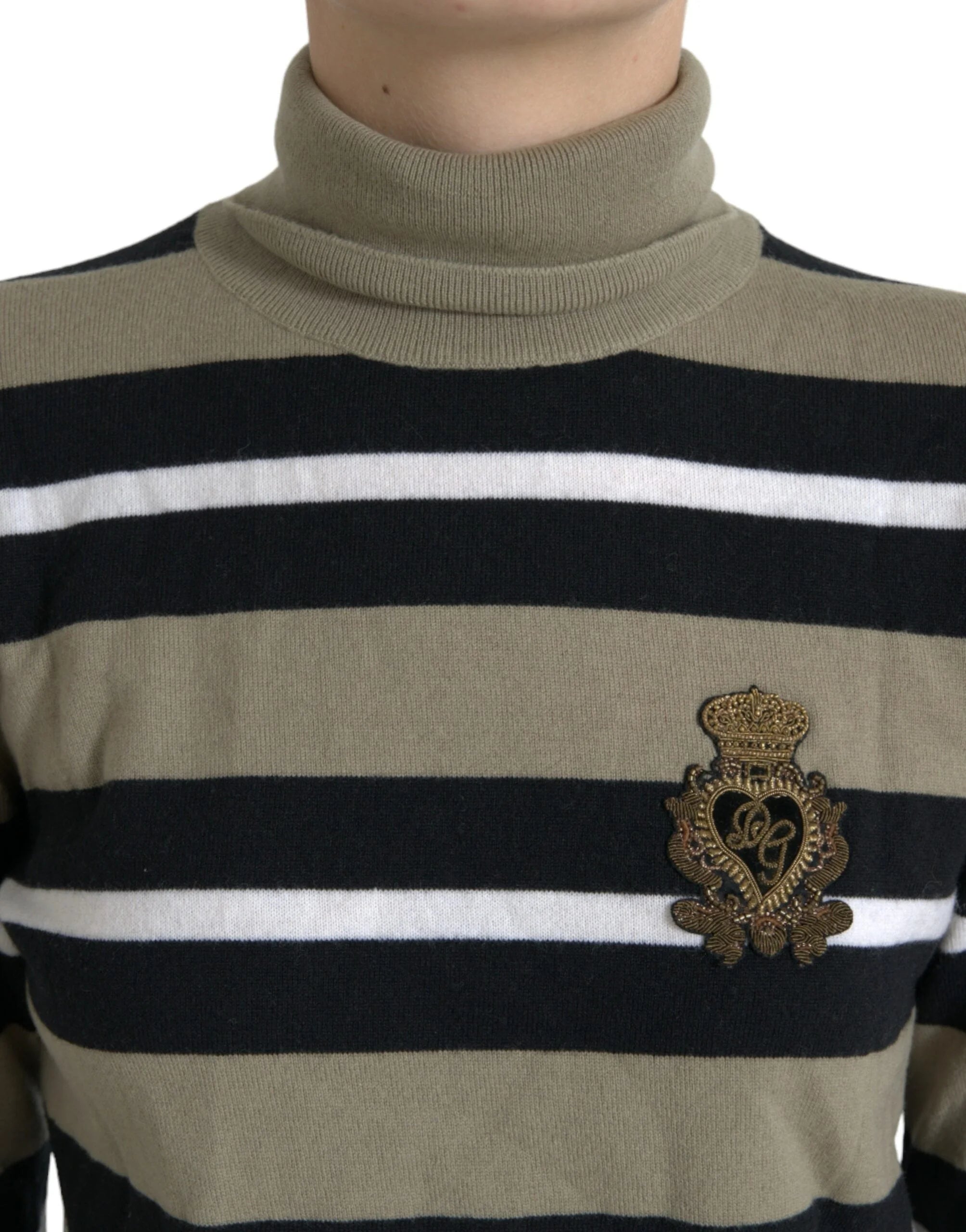 Dolce & Gabbana Multicolor Stripe Wool Logo Pullover Sweater - IT42|M - Sweaters