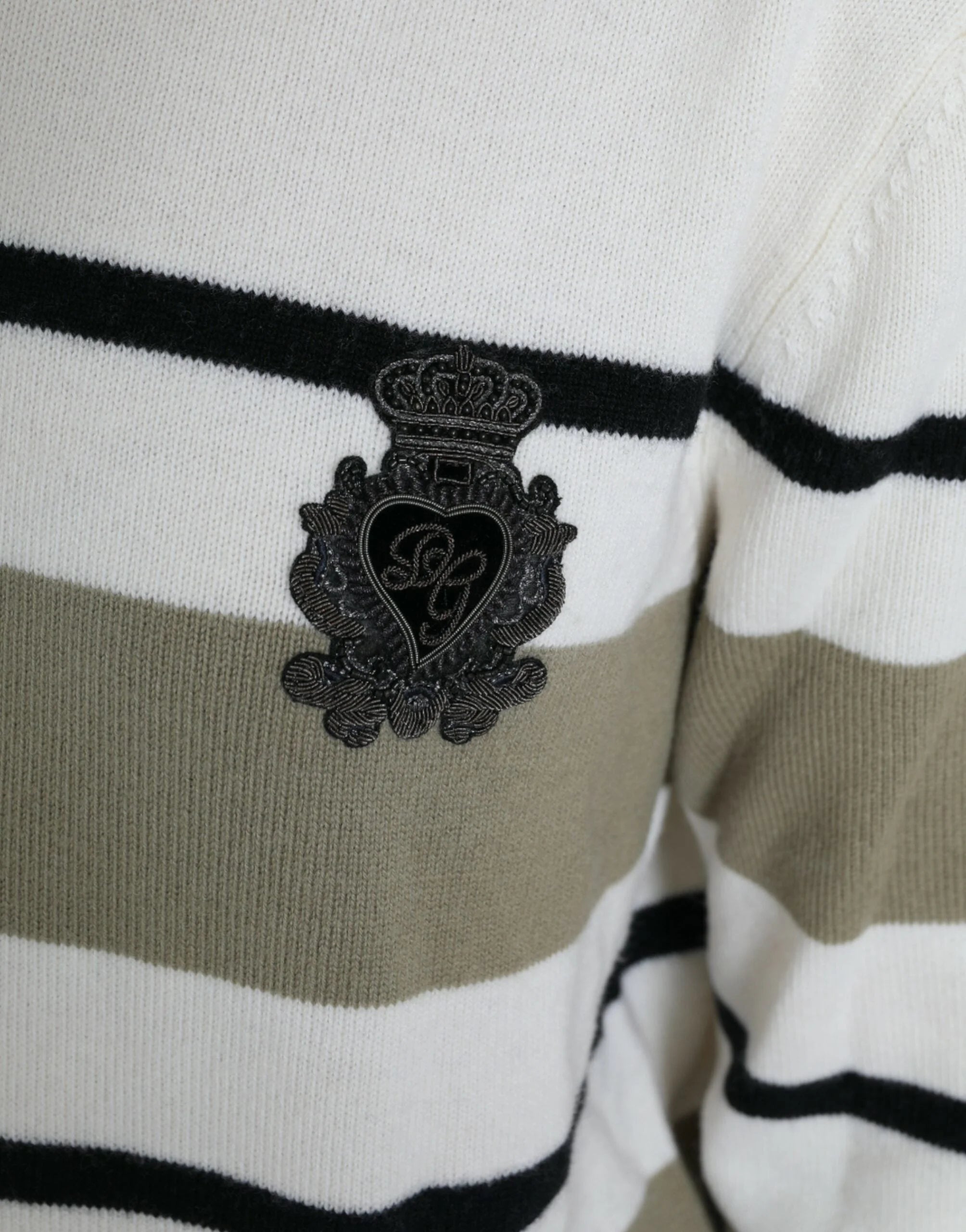 Dolce & Gabbana Multicolor Stripe Wool Logo Pullover Sweater - IT44 | L - Sweaters