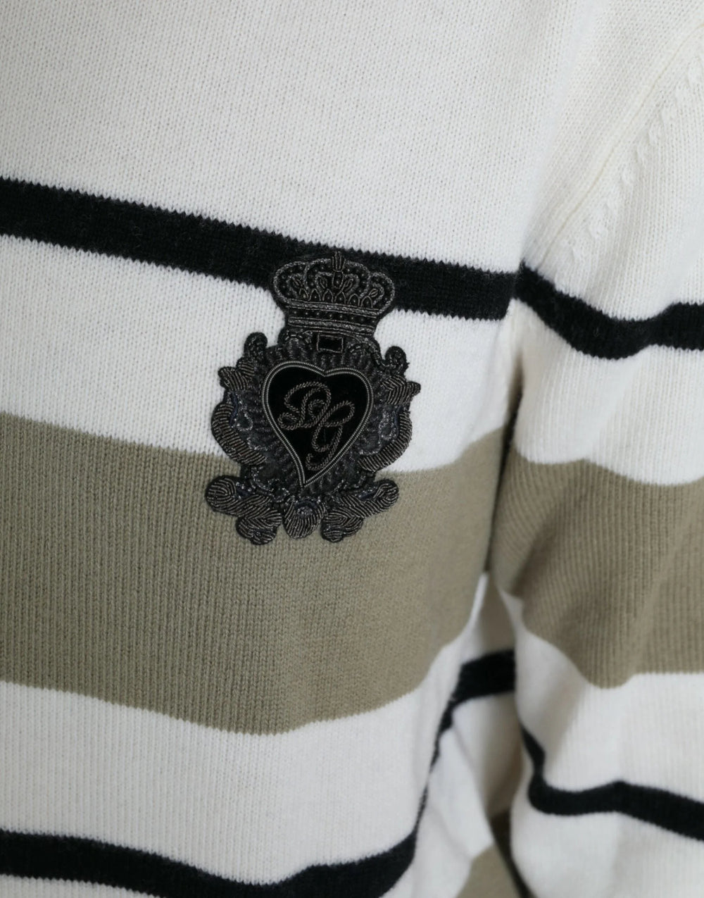 Dolce & Gabbana Multicolor Stripe Wool Logo Pullover Sweater - IT44 | L - Sweaters