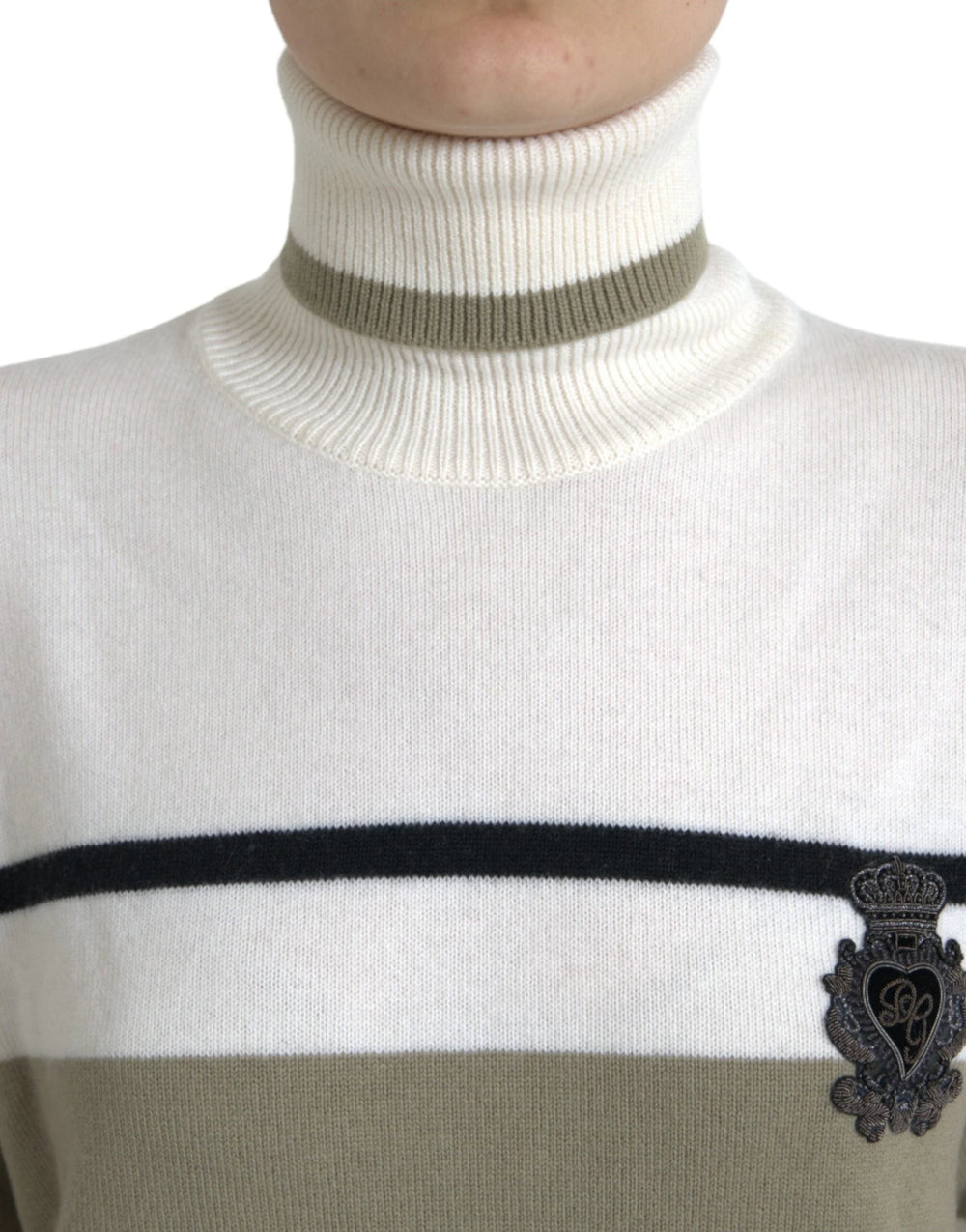 Dolce & Gabbana Multicolor Stripe Wool Logo Pullover Sweater - IT44 | L - Sweaters