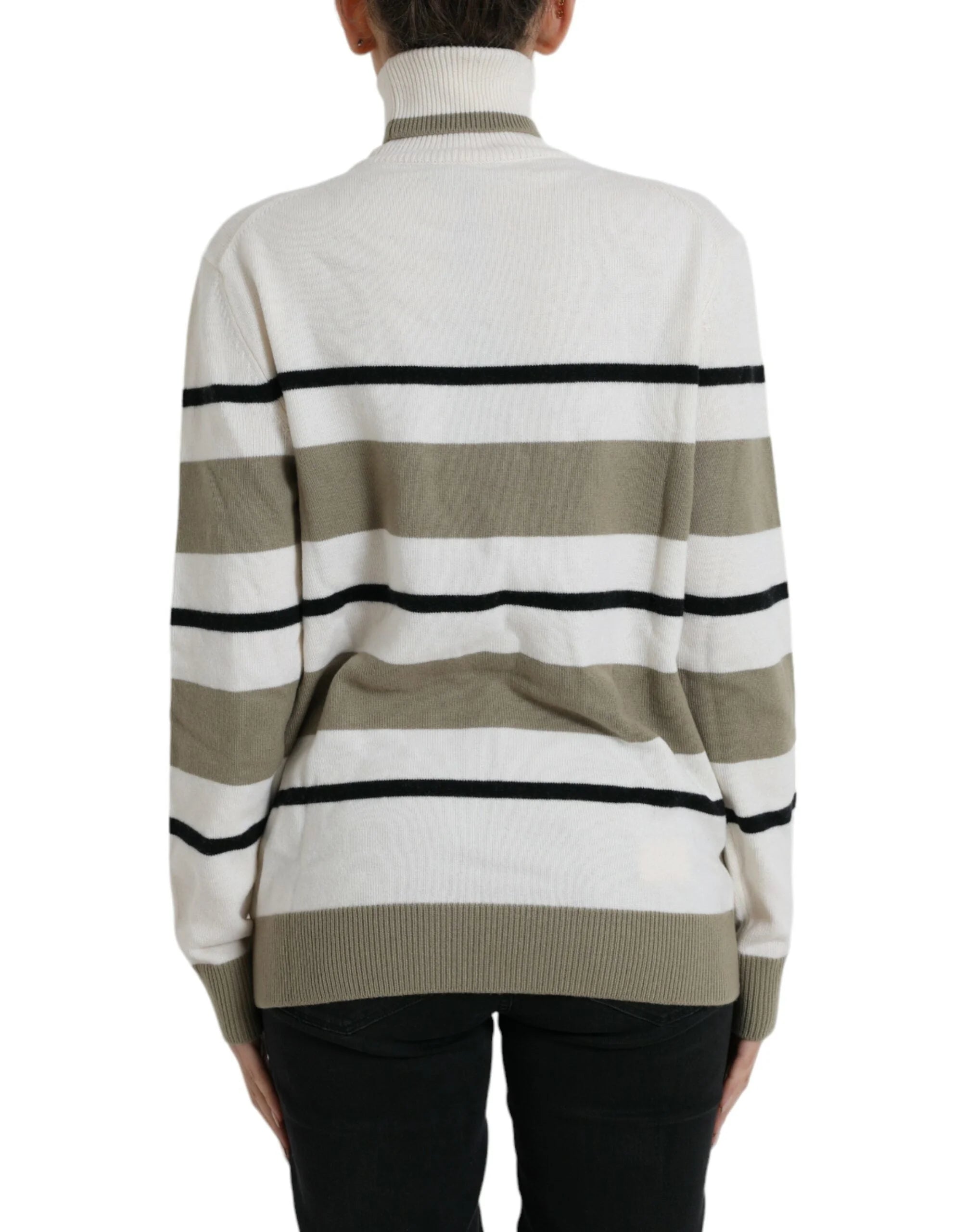 Dolce & Gabbana Multicolor Stripe Wool Logo Pullover Sweater - IT44 | L - Sweaters
