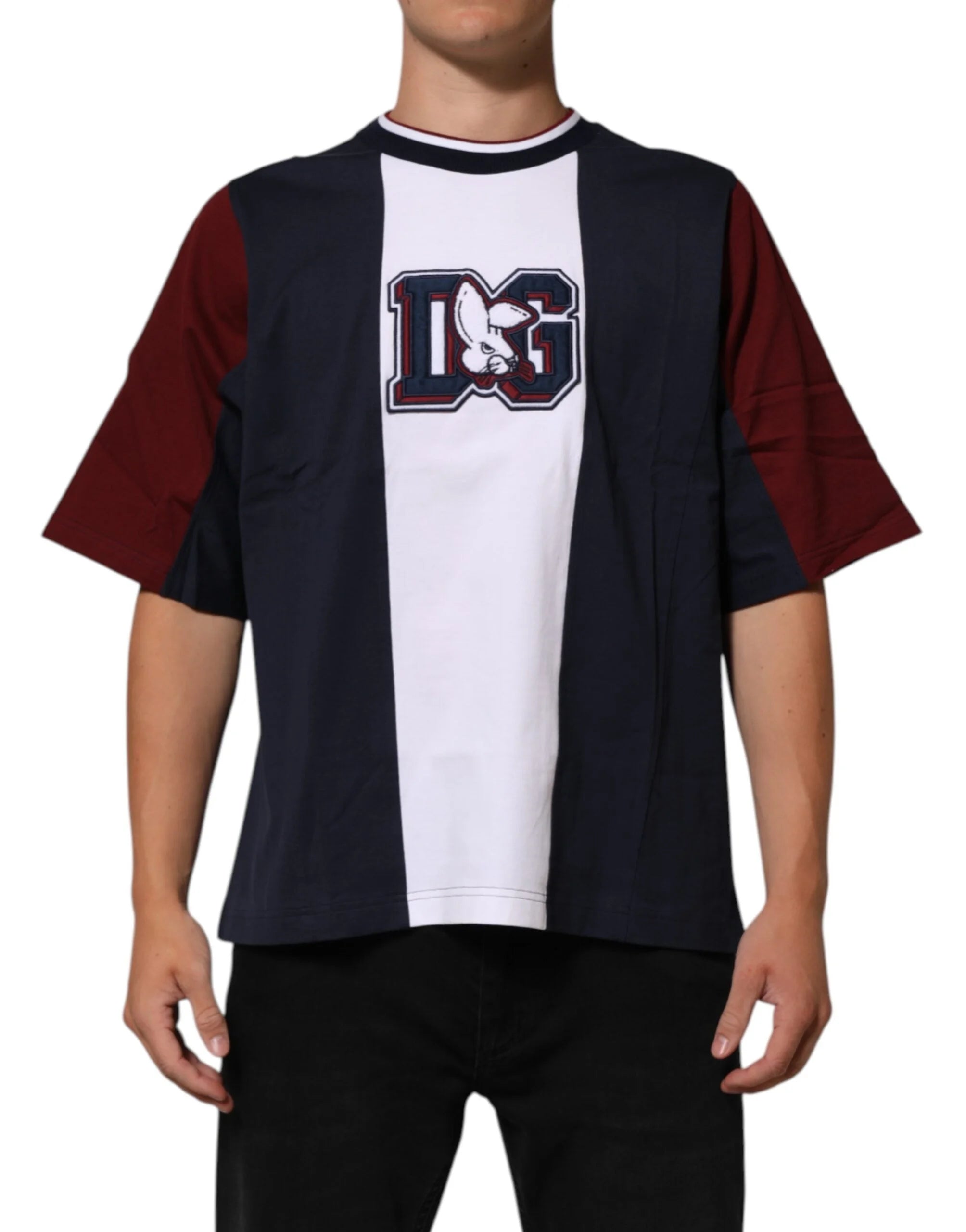 Dolce & Gabbana Multicolor Striped Cotton Men Crew Neck T-shirt - M