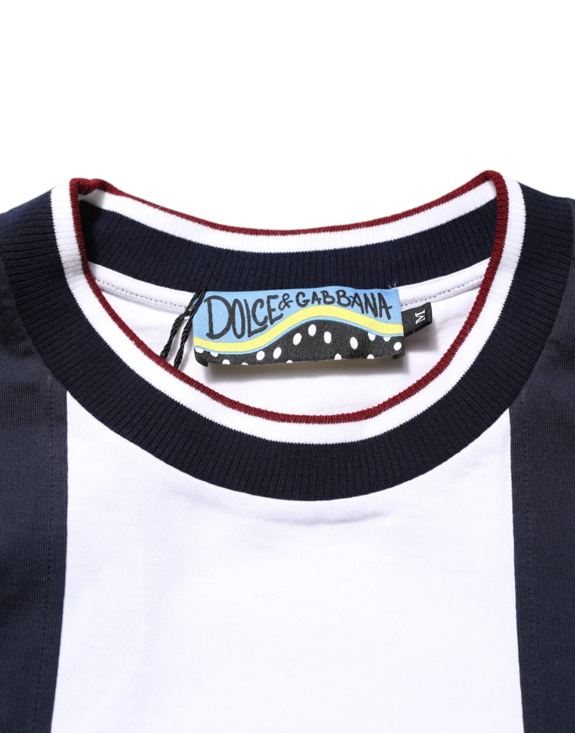 Dolce & Gabbana Multicolor Striped Cotton Men Crew Neck T-shirt - M - T-Shirts