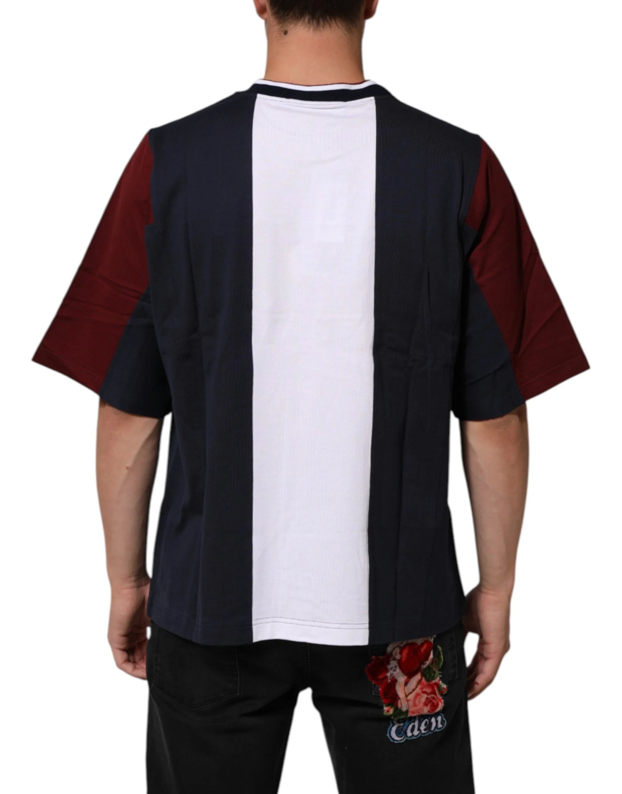Dolce & Gabbana Multicolor Striped Cotton Men Crew Neck T-shirt - M