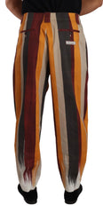 Dolce & Gabbana Multicolor Striped Cotton Tapered Trouser Pants - IT50 | L - Trousers